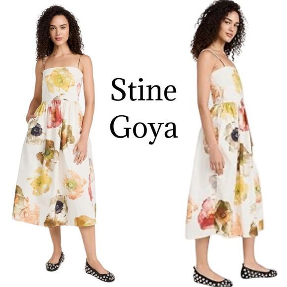 STINE GOYA Anny Dress in Pastel Poppies Sz M NWT